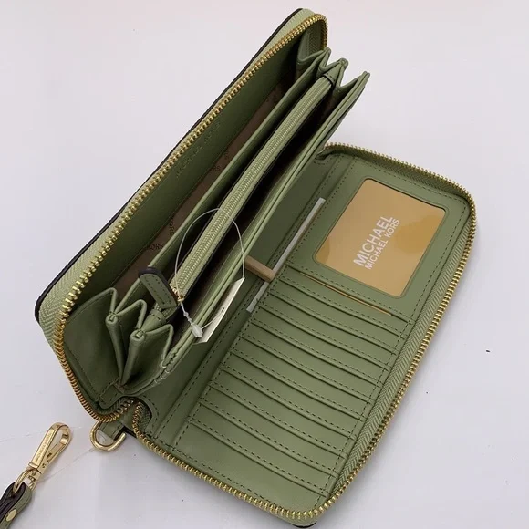 MICHAEL KORS  Large Travel Continental Leather
Color: Light Sage/ Brown multi - Picture 13 of 16